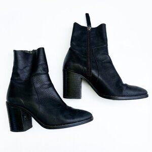 Black Smooth Leather Heeled Ankle Boots, Made in Spain - TOPSHOP